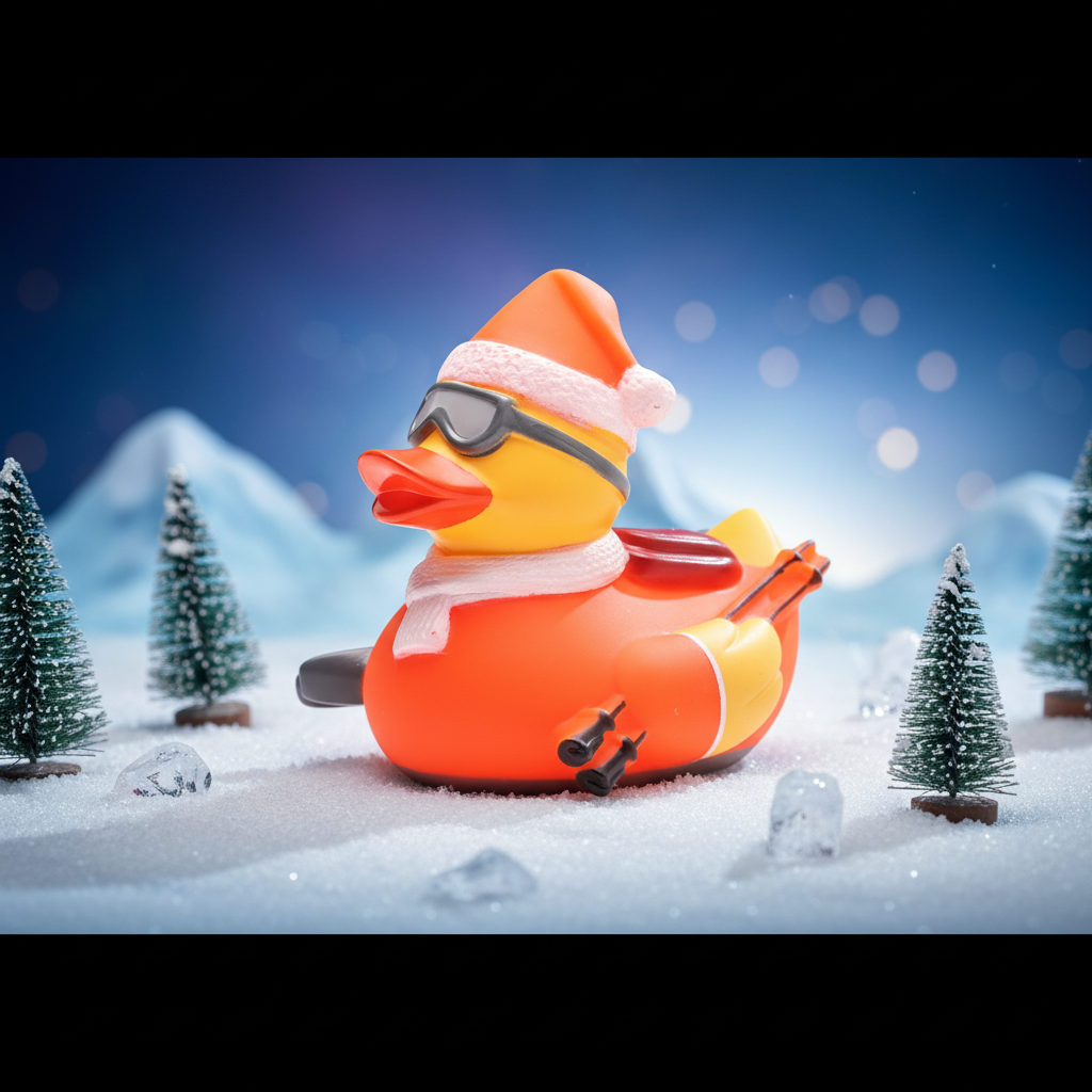 Orange Skifahrer-Ente
