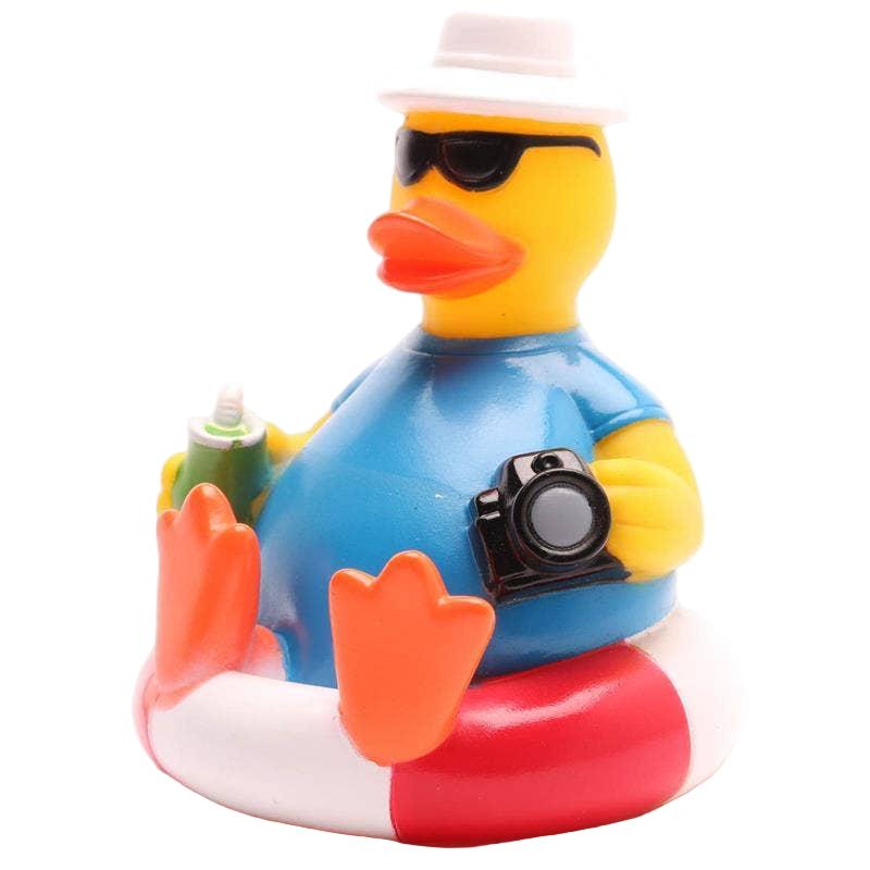 Touristenente auf einer Boje
