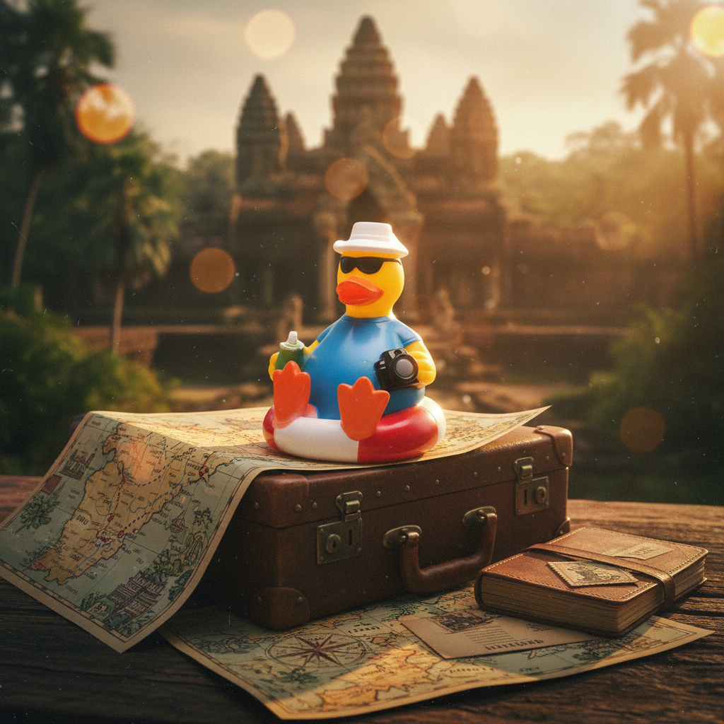 Touristenente auf einer Boje