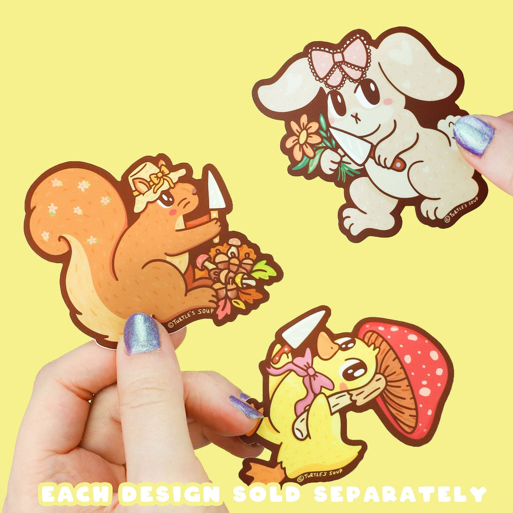 Ente mit Pilz und Messer Sticker