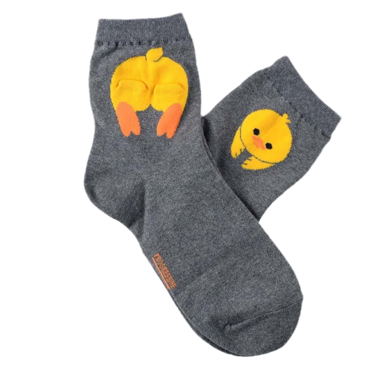 Yellow Duck Crossing Grey Socks
