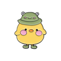Gelbe Ente im Frosch-Outfit Button