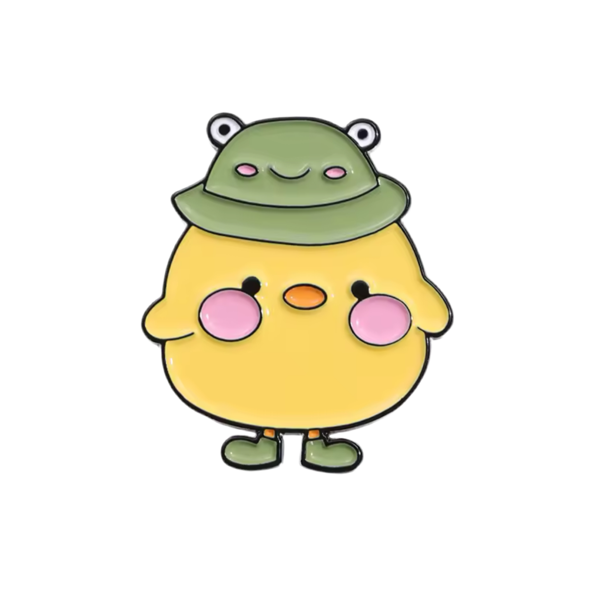 Gelbe Ente im Frosch-Outfit Button