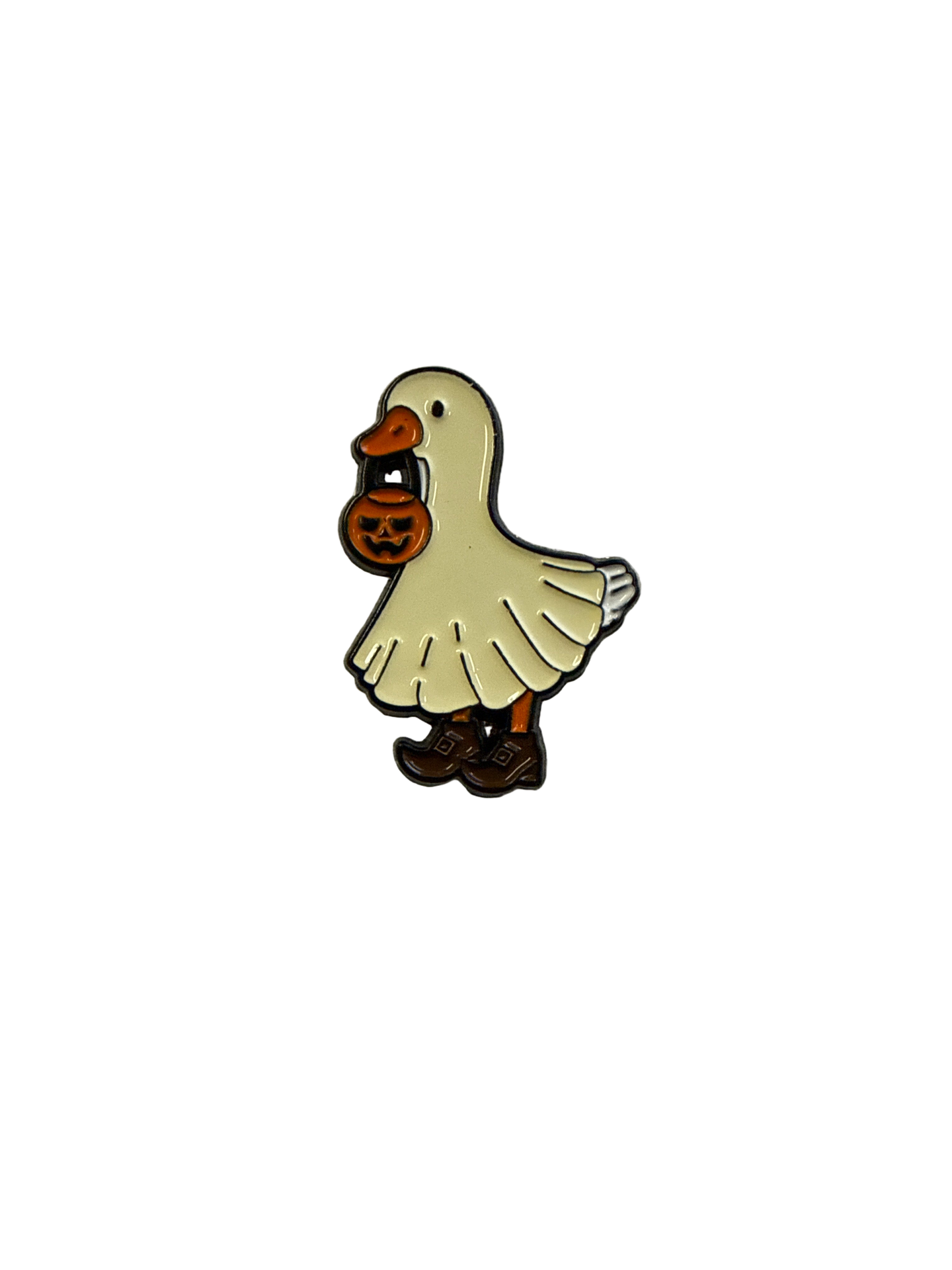Halloween-Geister-Anstecknadel mit weißer Ente