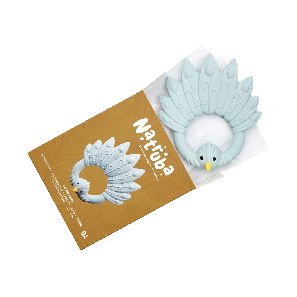Anneau de Dentition Paon Bleu Ciel