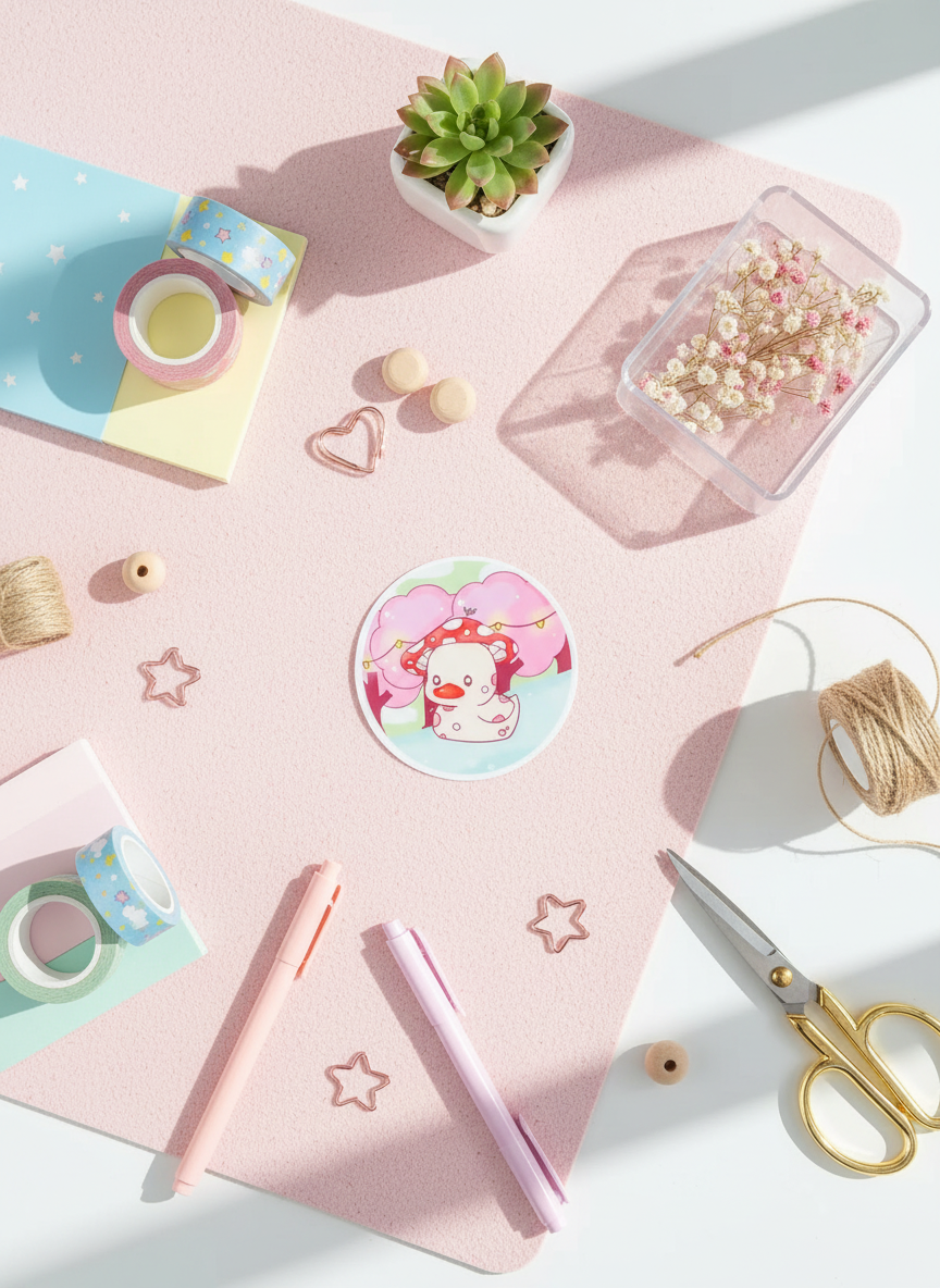 Round mushroom duck sticker