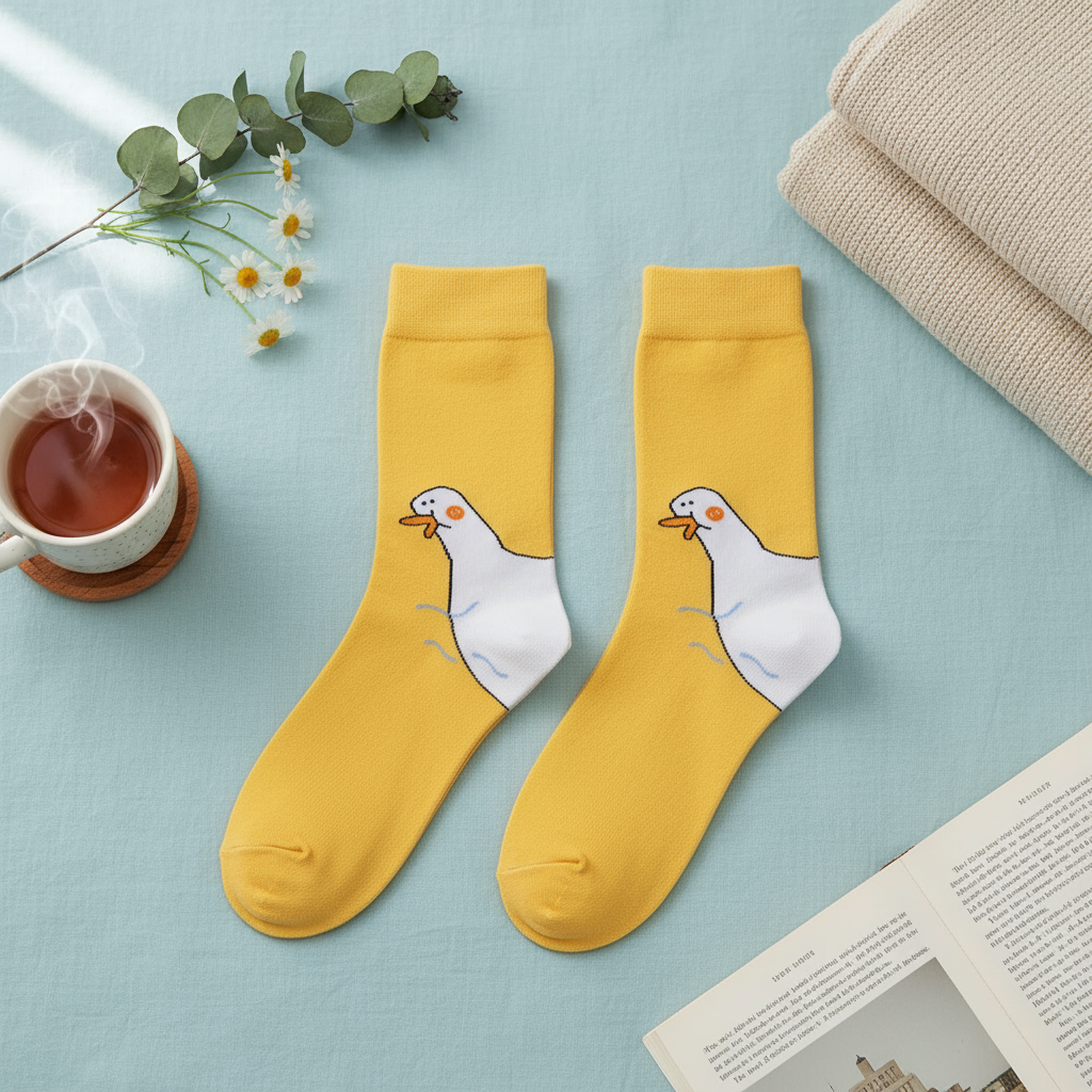 Yellow Duck White Socks