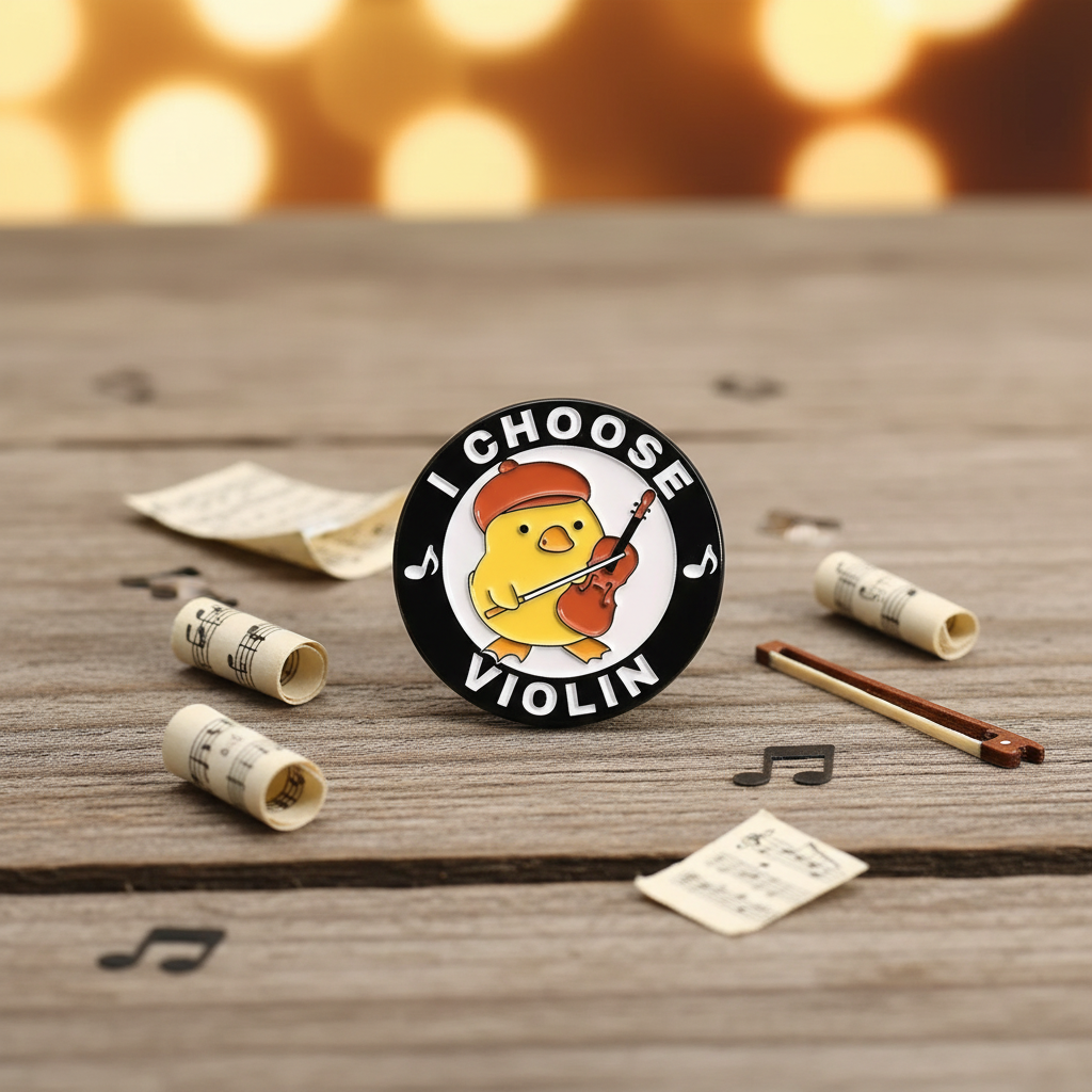 Yellow Duck Pin "I Choose Violin"