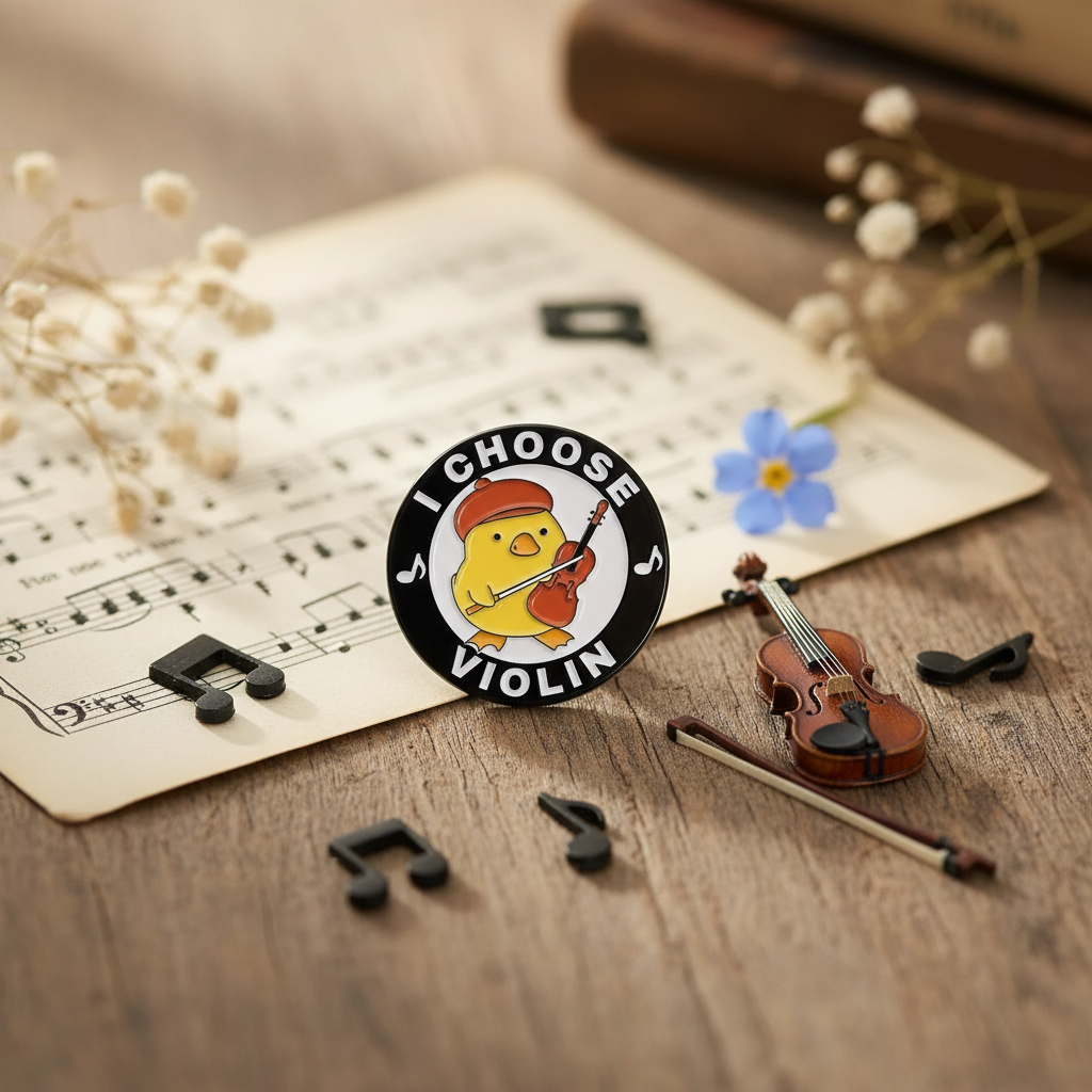 Gelbe Entennadel „Ich wähle Violine“
