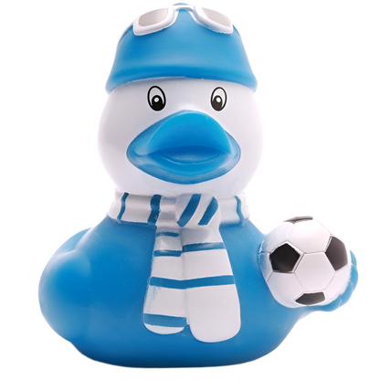 Blaue Fußballfan-Ente