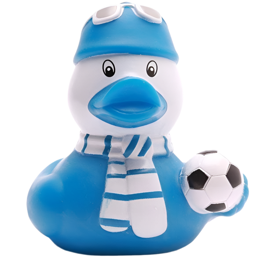 Blaue Fußballfan-Ente