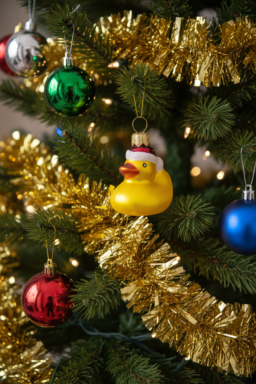Weihnachtskugel Ente Mütze