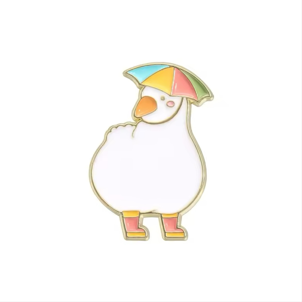 Weiße Ente Regenschirm Hut Pin