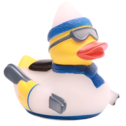 Blaue Skifahrer-Ente