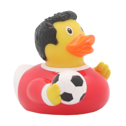 Red footballer duck