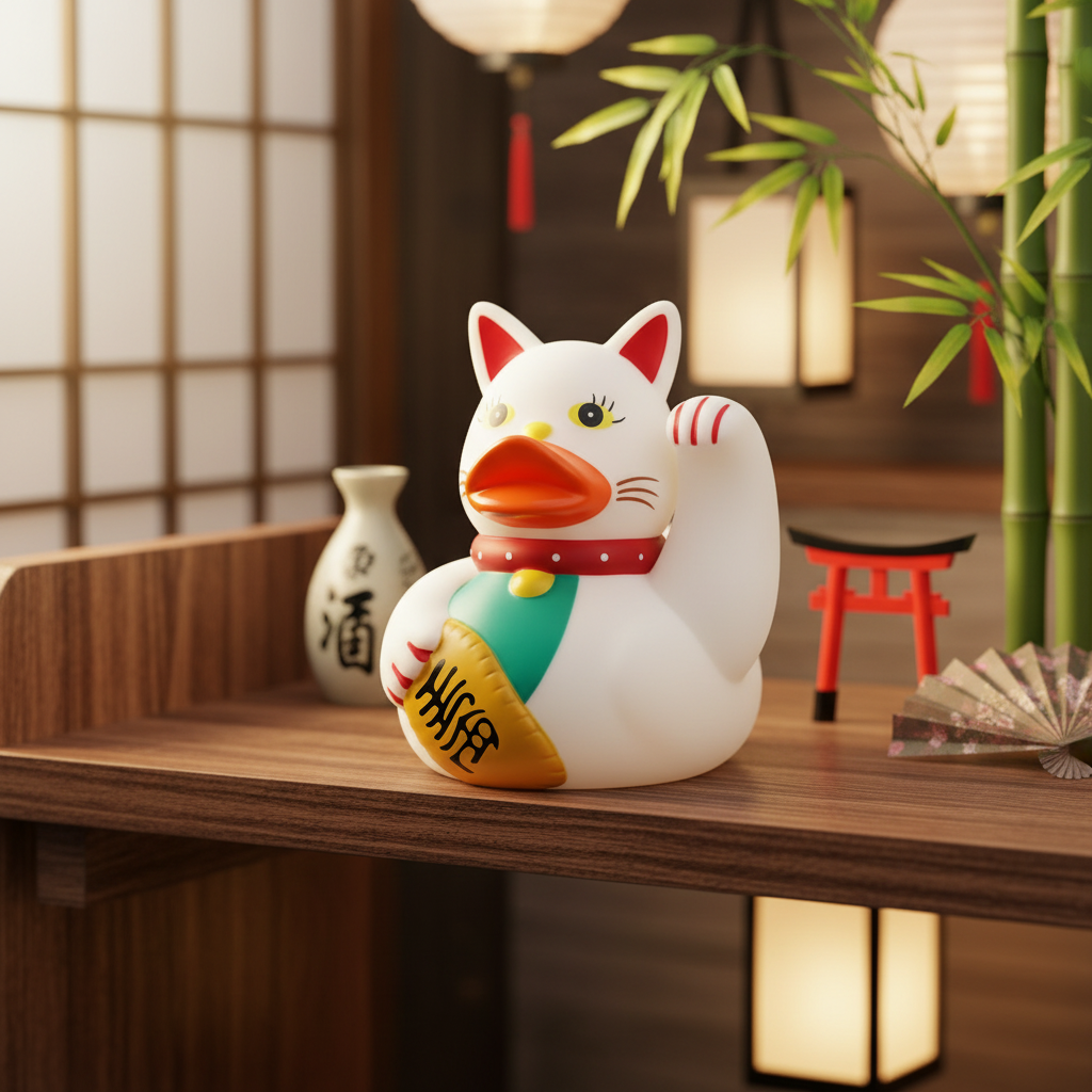 Lucky Cat Bath Duck