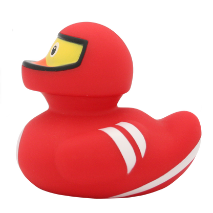 Red racing pilot duck