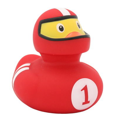 Red racing pilot duck