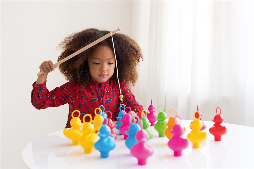 Set mit 6 Enten für Entenangeln – Regenbogen