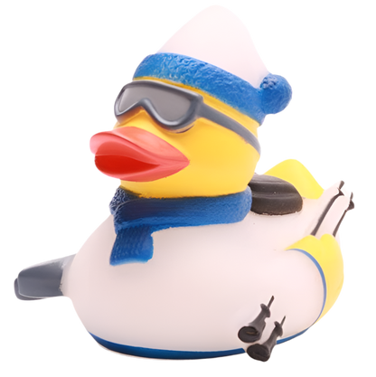 Blaue Skifahrer-Ente