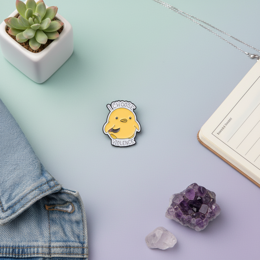 Gelbe Enten-Anstecknadel „Ich wähle Gewalt“