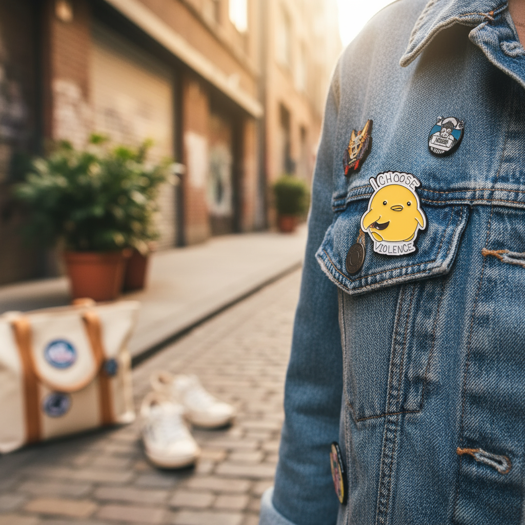 Gelbe Enten-Anstecknadel „Ich wähle Gewalt“