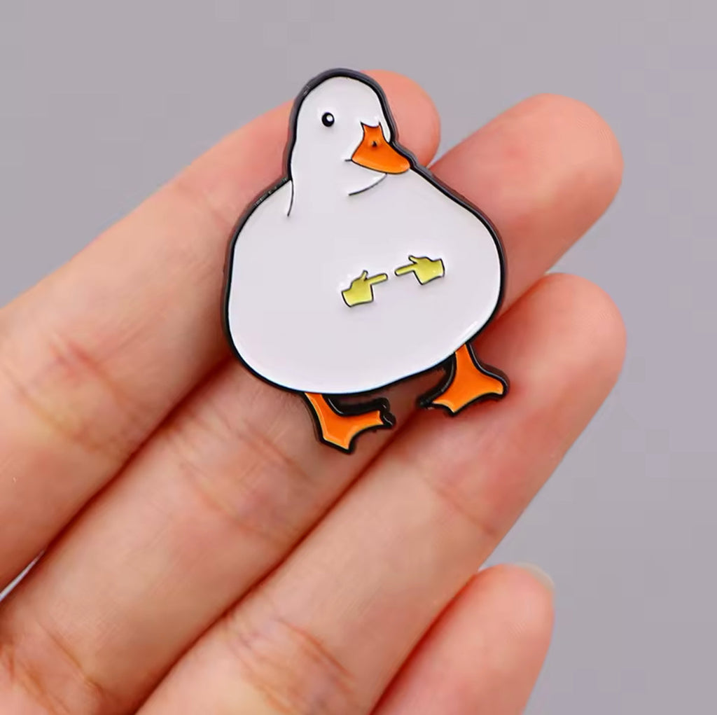 Schüchterne weiße Ente Button