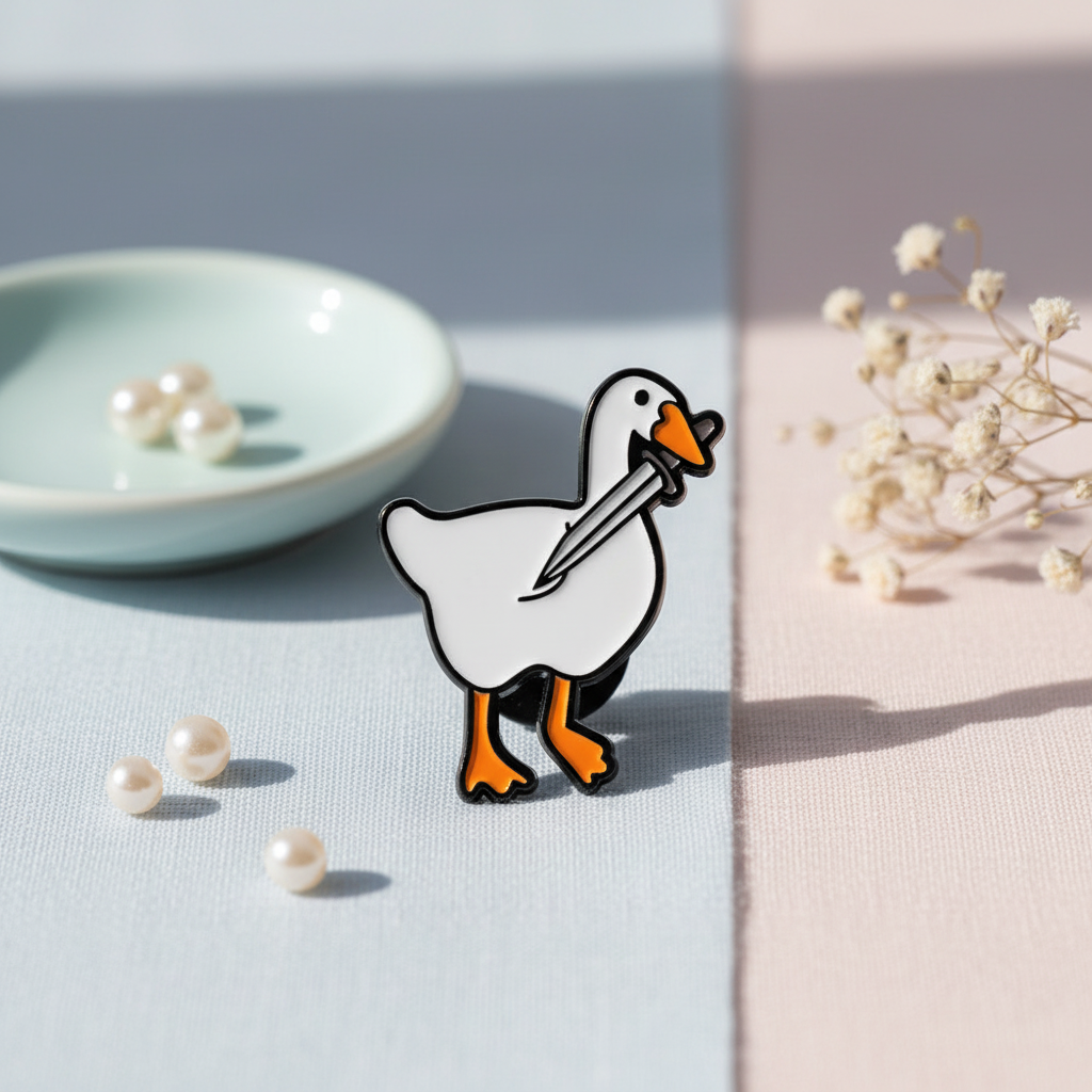 Weiße Ente mit Schwertnadel