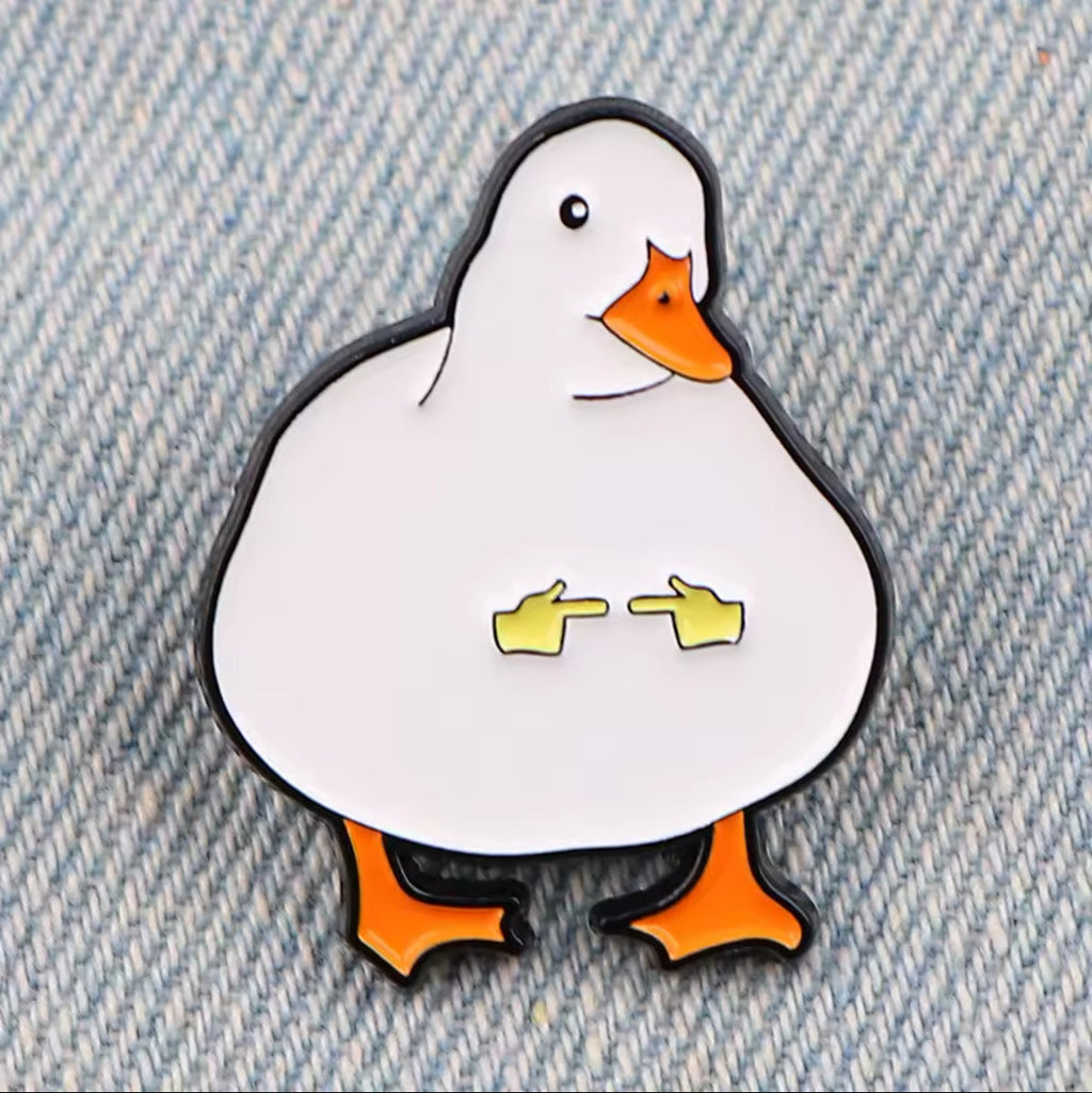 Schüchterne weiße Ente Button