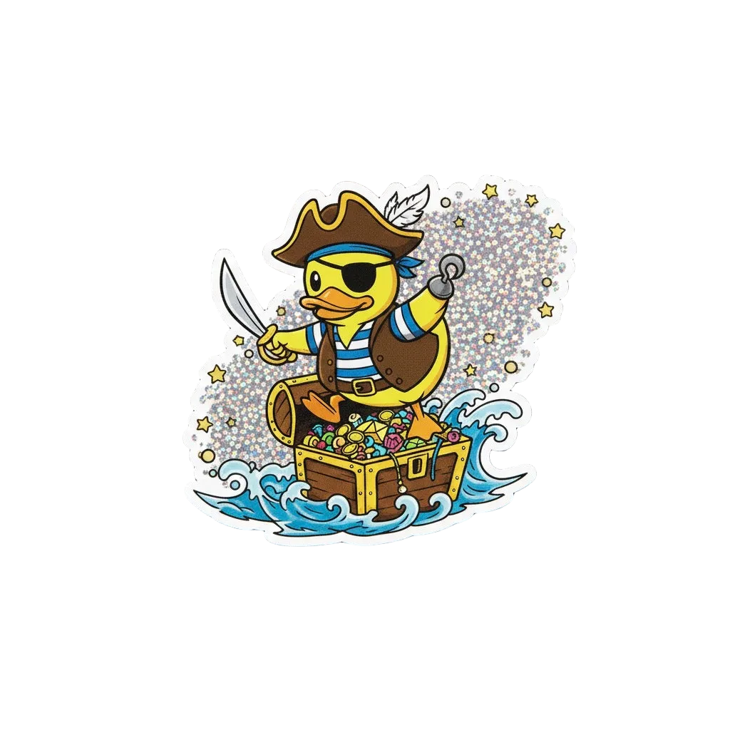 Sticker Autocollant Canard Pirate – Trésor & Aventure