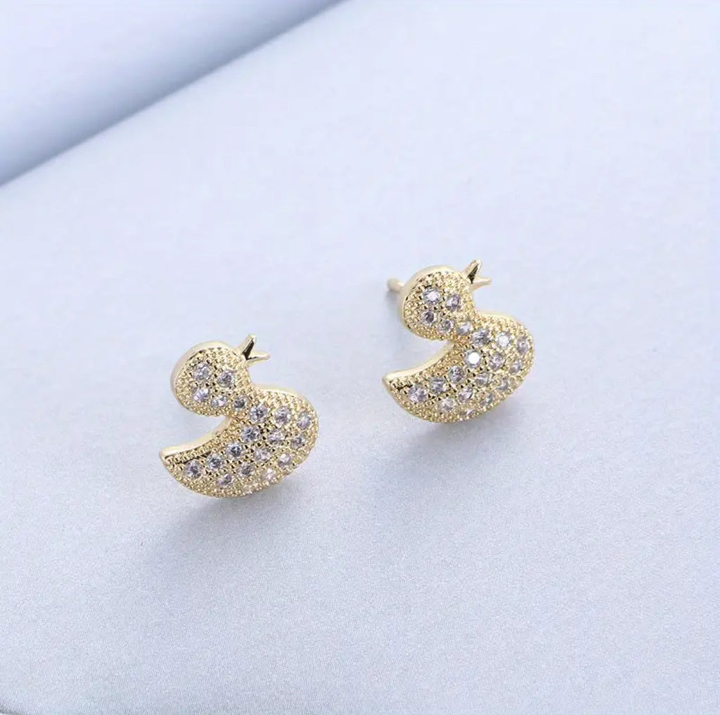 Matching Set of Necklace with Pendant and Duck Earrings