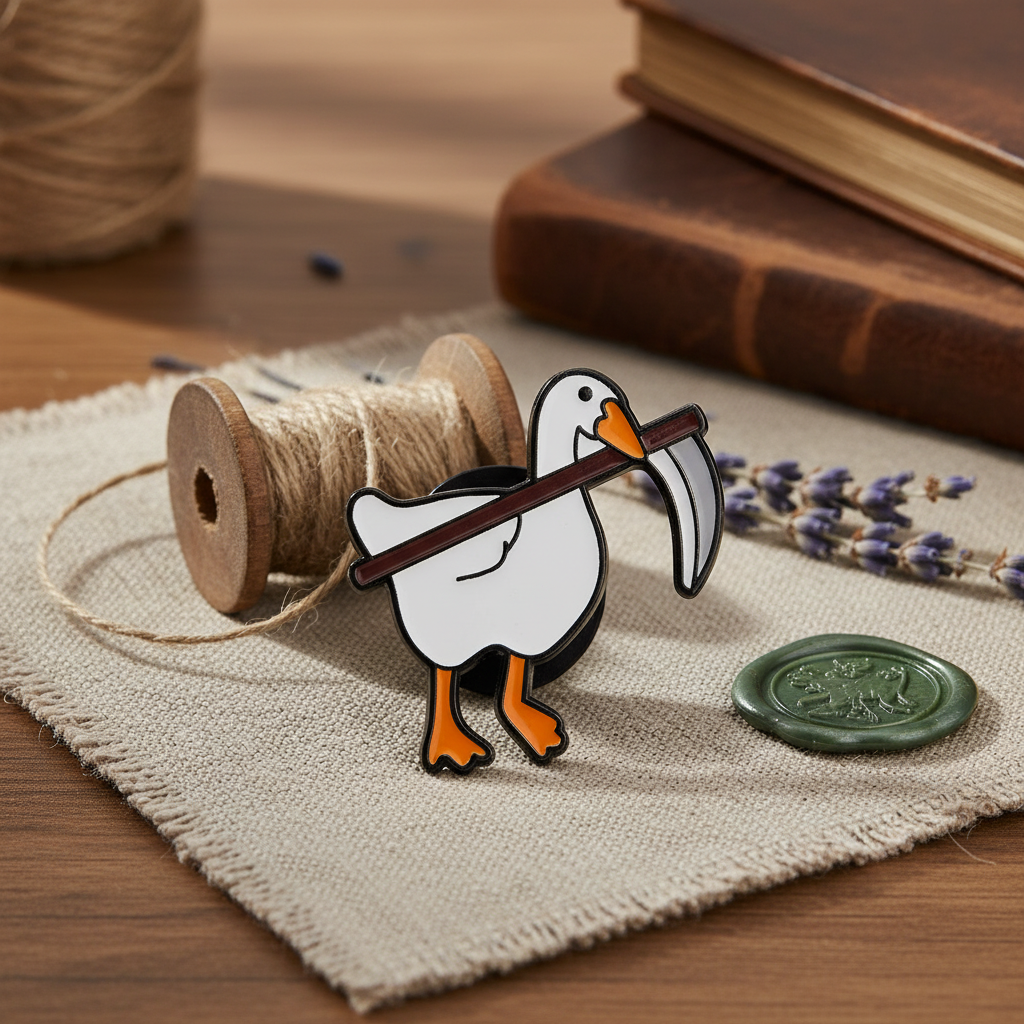 White Duck Pin with Scythe