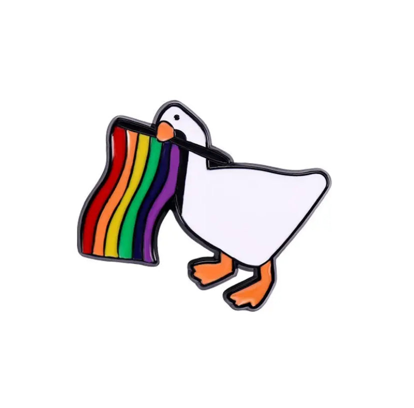 LGBT-Flagge Weiße Ente Button