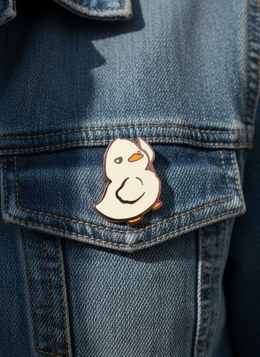 White Duck Pin with Knife