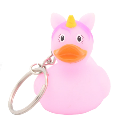 Pink unicorn duck keychain