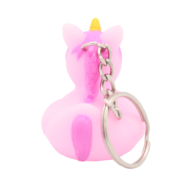 Pink unicorn duck keychain