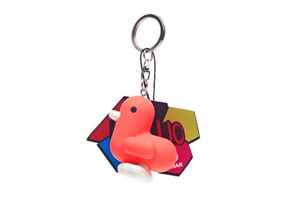 Fluo red duck keychain