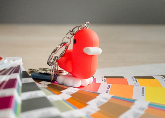 Fluo red duck keychain