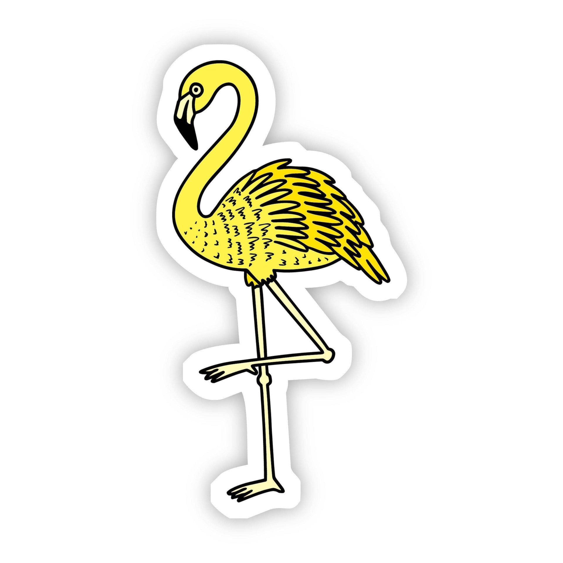 Autocollant esthétique flamant jaune
