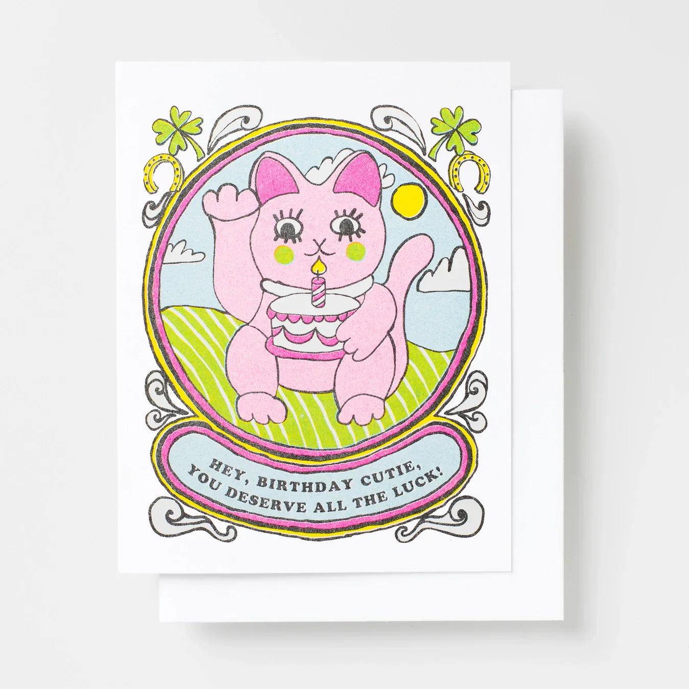 Carte d’Anniversaire Chat Chanceux "Hey, birthday cutie, you deserve all the luck!"