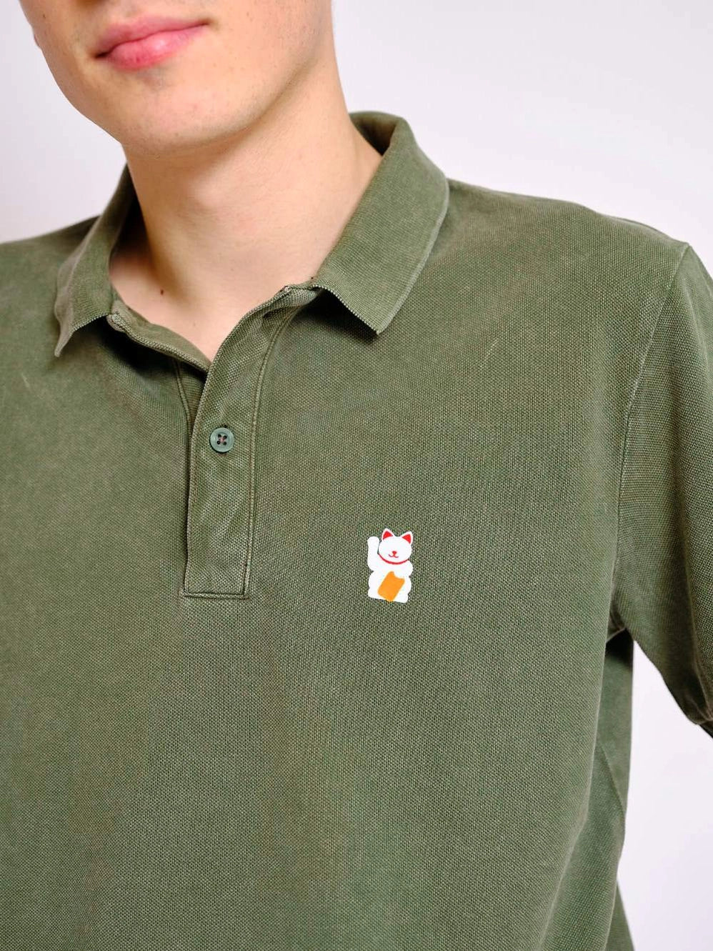 Polo Chat Chanceux - Kaki