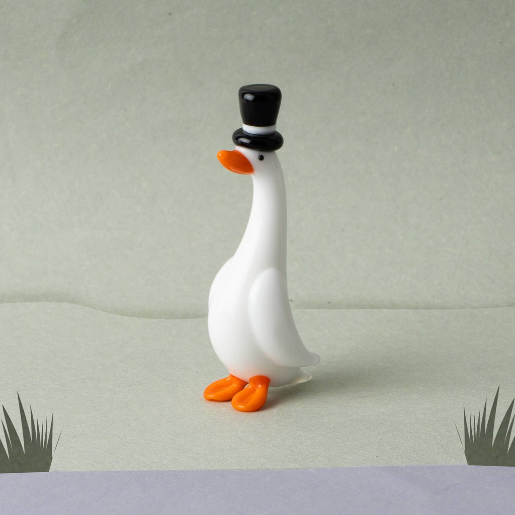 Gentleman Duck Glass Figurine