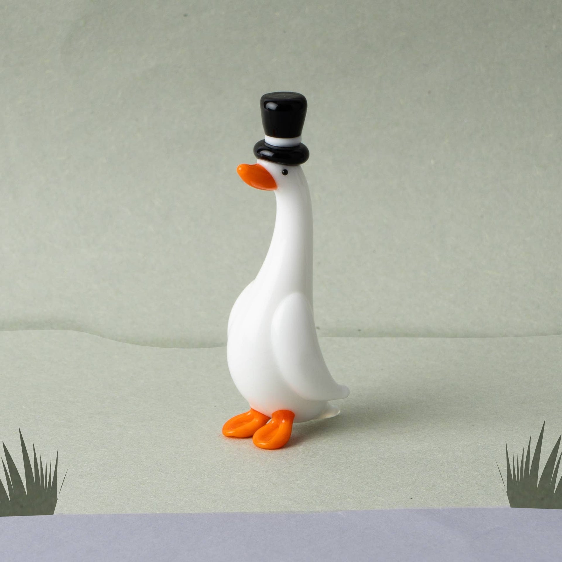 Gentleman Duck Glass Figurine