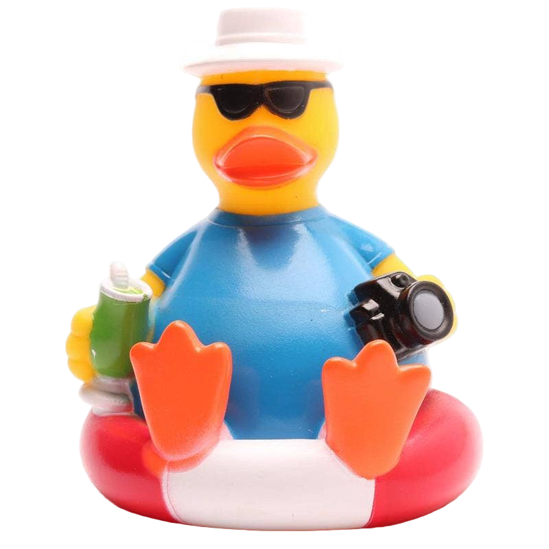 Touristenente auf einer Boje