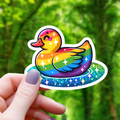 Regenbogen-Glitzer-Enten-Aufkleber