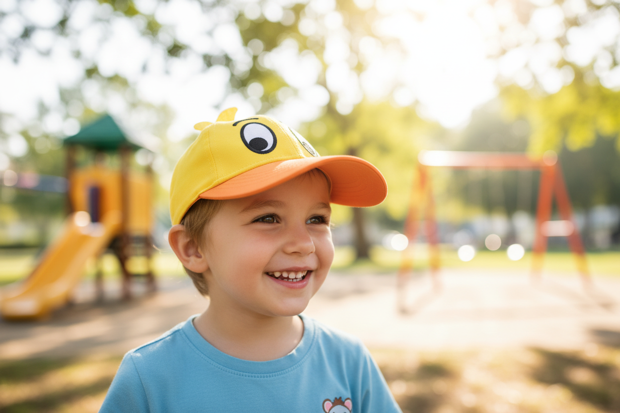 Kinderkappe mit Flida, dem Enten-Maskottchen