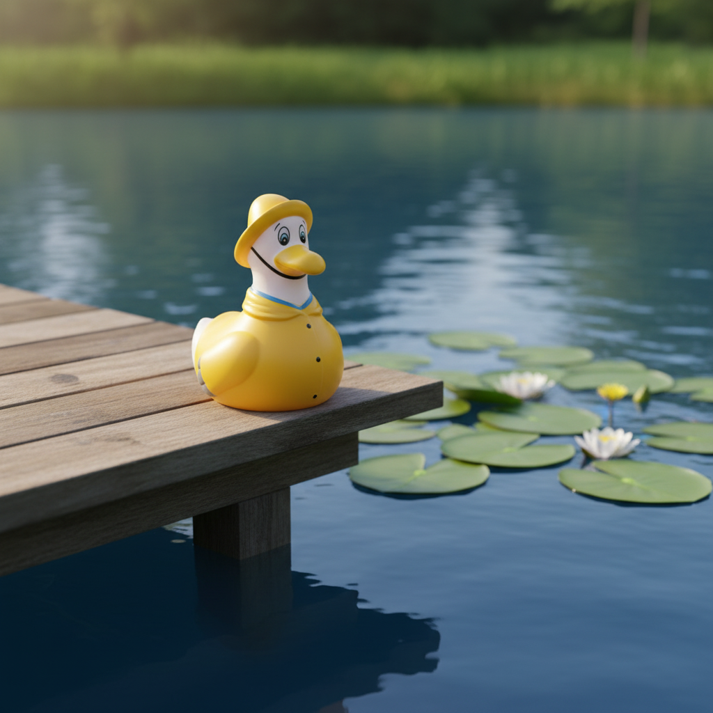 Möwe im gelben Regenmantel