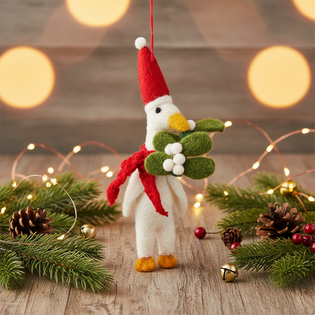 Weihnachtskugel aus Entenfilz „Christmas Quacker“