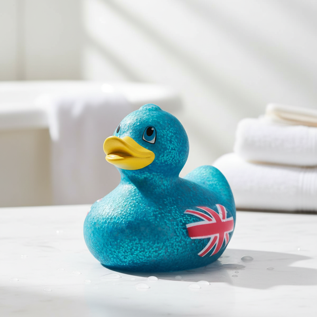 Union Jack Ente - Blauer Glitzer