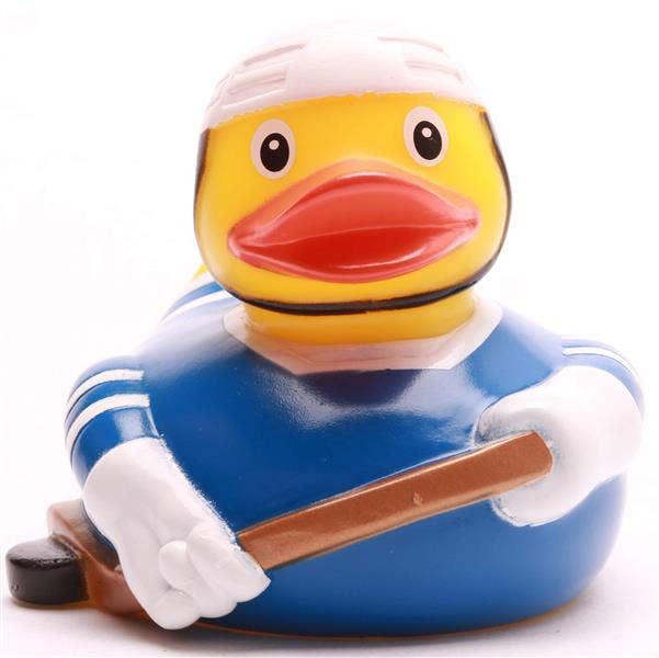 Blaue Eishockey-Ente